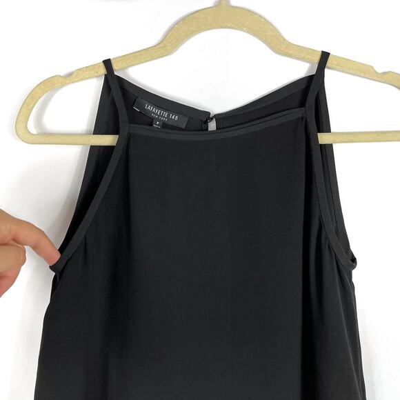 Lafayette 148 Taylor Tunic Black Silk Dress Asymmetrical Hem Sleeveless Sz S - Picture 4 of 11